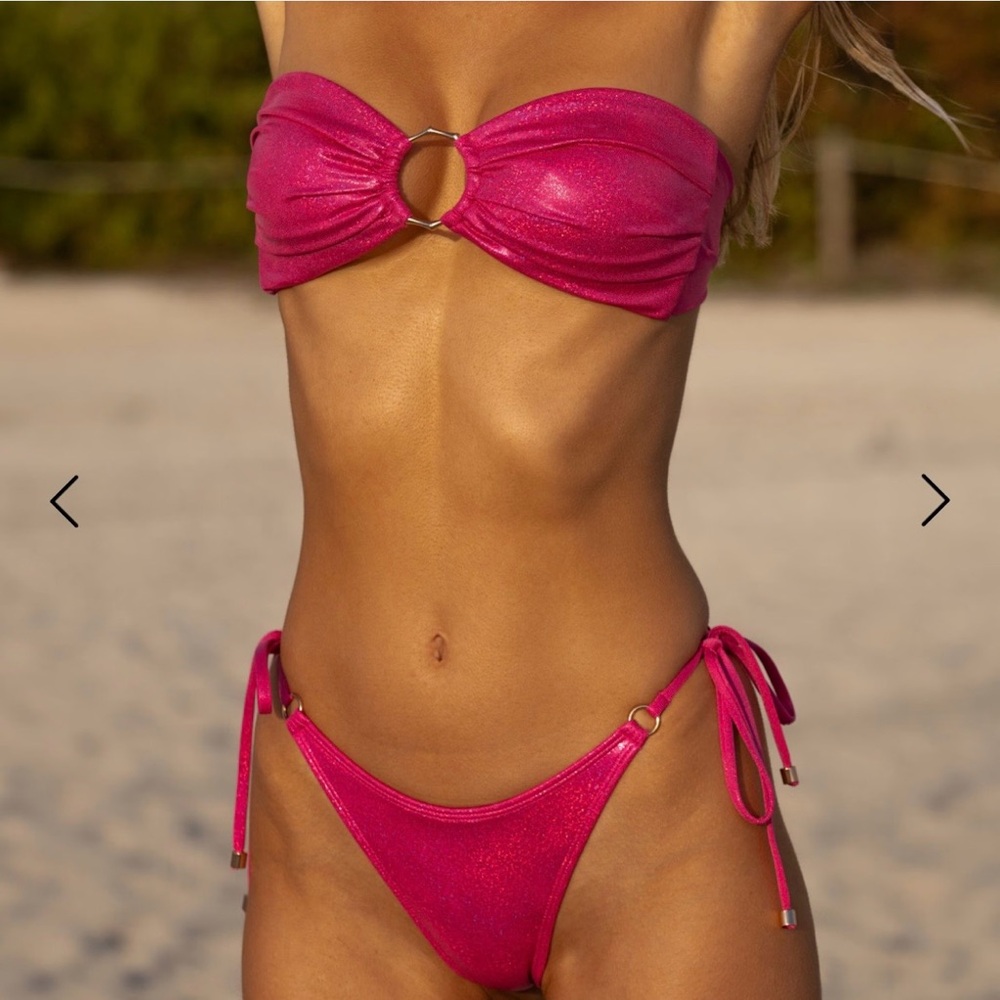 Vibrant Pink Ring-Detail Bikini Set